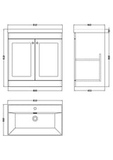 Modern Splash 800mm Soft Black 2 Door Floor Standing Vanity Unit With 1 Tap Hole Thin Edge Basin