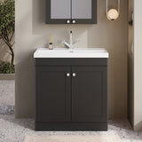 Modern Splash 800mm Soft Black 2 Door Floor Standing Vanity Unit With 1 Tap Hole Thin Edge Basin