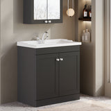 Modern Splash 800mm Soft Black 2 Door Floor Standing Vanity Unit With 1 Tap Hole Basin