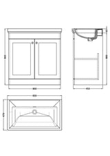 Modern Splash 800mm Soft Black 2 Door Floor Standing Vanity Unit With Basin
