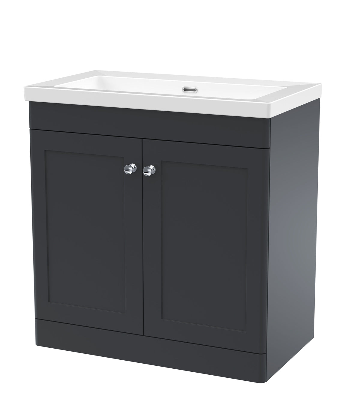 Modern Splash 800mm Soft Black 2 Door Floor Standing Vanity Unit With Fireclay Basin