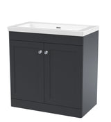 Modern Splash 800mm Soft Black 2 Door Floor Standing Vanity Unit With Fireclay Basin