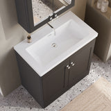 Modern Splash 800mm Soft Black 2 Door Floor Standing Vanity Unit With Fireclay Basin