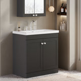 Modern Splash 800mm Soft Black 2 Door Floor Standing Vanity Unit With 3 Tap Hole Fireclay Basin