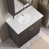 Modern Splash 800mm Soft Black 2 Door Floor Standing Vanity Unit With 3 Tap Hole Marble Basin