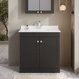 Modern Splash 800mm Soft Black 2 Door Floor Standing Vanity Unit With 1 Tap Hole Marble Basin