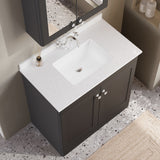 Modern Splash 800mm Soft Black 2 Door Floor Standing Vanity Unit With 1 Tap Hole Marble Basin