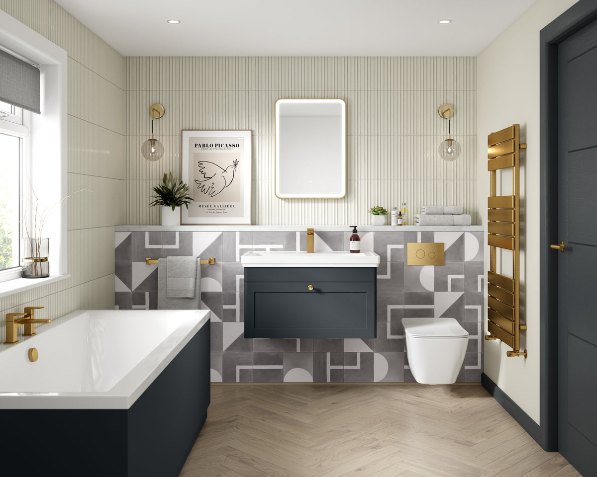 Modern Splash 500mm Soft Black 1 Drawer Wall Hung Vanity Unit With 1 Tap Hole Basin