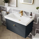 Modern Splash 500mm Soft Black 1 Drawer Wall Hung Vanity Unit With 1 Tap Hole Basin