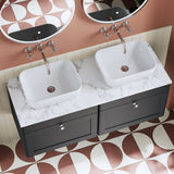 Modern Splash 1200mm Soft Black 2 Drawer Wall Hung Vanity With Carrara Marble Worktop Marble