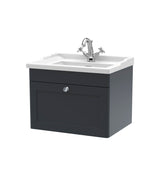 Modern Splash 600mm Soft Black 1 Drawer Wall Hung Vanity Unit With 1 Tap Hole Basin