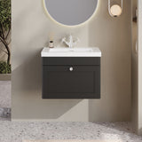 Modern Splash 600mm Soft Black 1 Drawer Wall Hung Vanity Unit With 1 Tap Hole Basin