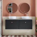 Modern Splash 1200mm Soft Black 2 Drawer Wall Hung Vanity With Grey Marble Worktop