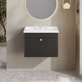 Modern Splash 600mm Soft Black 1 Drawer Wall Hung Vanity Unit With 3 Tap Hole Basin