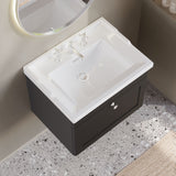 Modern Splash 600mm Soft Black 1 Drawer Wall Hung Vanity Unit With 3 Tap Hole Basin