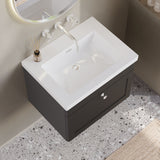 Modern Splash 600mm Soft Black 1 Drawer Wall Hung Vanity Unit With Fireclay Basin