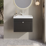 Modern Splash 600mm Soft Black 1 Drawer Wall Hung Vanity Unit With 1 Tap Hole Fireclay Basin