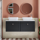 Modern Splash 1200mm Soft Black 2 Drawer Wall Hung Vanity With White Marble Worktop
