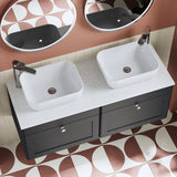 Modern Splash 1200mm Soft Black 2 Drawer Wall Hung Vanity With White Marble Worktop