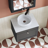Modern Splash 600mm Soft Black 1 Drawer Wall Hung Vanity Unit With White Marble Worktop