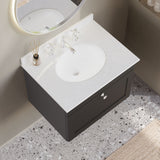 Modern Splash 600mm Soft Black 1 Drawer Wall Hung Vanity Unit With 3 Tap Hole Marble Basin