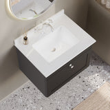 Modern Splash 600mm Soft Black 1 Drawer Wall Hung Vanity Unit With 1 Tap Hole Marble Basin