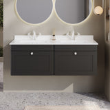 Modern Splash 1200mm Soft Black 2 Drawer Wall Hung Vanity With Twin Marble Basin