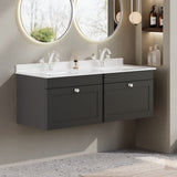 Modern Splash 1200mm Soft Black 2 Drawer Wall Hung Vanity With Twin Marble Basin