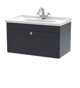 Modern Splash 800mm Soft Black 1 Drawer Wall Hung Vanity Unit With 1 Tap Hole Basin