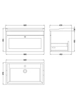 Modern Splash 800mm Soft Black 1 Drawer Wall Hung Vanity Unit With 1 Tap Hole Basin