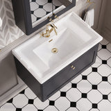Modern Splash 800mm Soft Black 1 Drawer Wall Hung Vanity Unit With 1 Tap Hole Basin