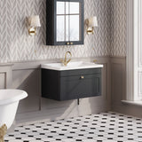 Modern Splash 800mm Soft Black 1 Drawer Wall Hung Vanity Unit With 1 Tap Hole Basin