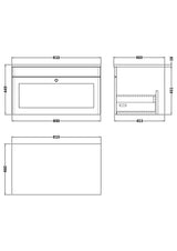 Modern Splash 800mm Soft Black 1 Drawer Wall Hung Vanity With Grey Marble Worktop