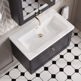 Modern Splash 800mm Soft Black 1 Drawer Wall Hung Vanity Unit With Fireclay Basin