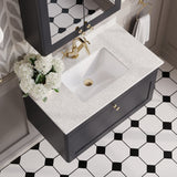 Modern Splash 800mm Soft Black 1 Drawer Wall Hung Vanity Unit With 1 Tap Hole Marble Basin