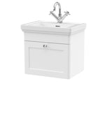 Modern Splash 500mm Satin White 1 Drawer Wall Hung Vanity Unit With 1 Tap Hole Basin