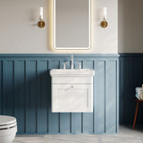 Modern Splash 500mm Satin White 1 Drawer Wall Hung Vanity Unit With 3 Tap Hole Basin