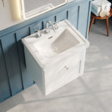 Modern Splash 500mm Satin White 1 Drawer Wall Hung Vanity Unit With 3 Tap Hole Basin