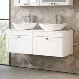 Modern Splash 1200mm Satin White 2 Drawer Wall Hung Vanity Unit With Carrara Marble Worktop
