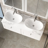 Modern Splash 1200mm Satin White 2 Drawer Wall Hung Vanity Unit With Carrara Marble Worktop