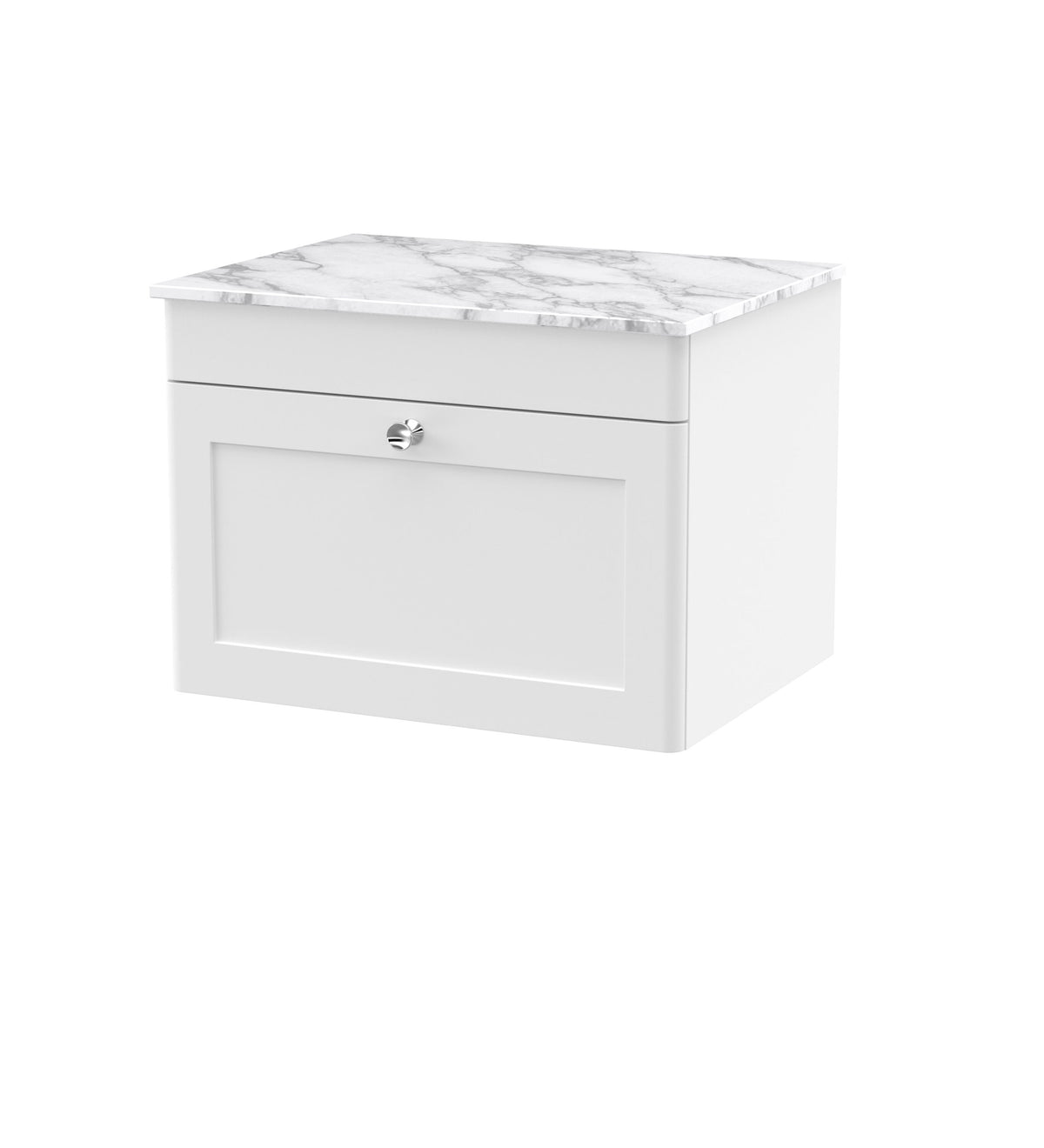 Modern Splash 600mm 1 Drawer Wall Hung Vanity With Carrara Marble Worktop Marble