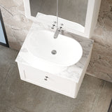 Modern Splash 600mm 1 Drawer Wall Hung Vanity With Carrara Marble Worktop Marble