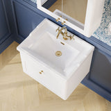 Modern Splash 600mm Satin White 1 Drawer Wall Hung Vanity Unit With 1 Tap Hole Basin