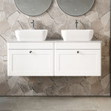 Modern Splash 1200mm Satin White 2 Drawer Wall Hung Vanity With Grey Marble Worktop