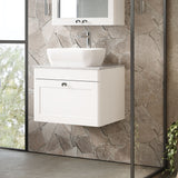 Modern Splash 600mm Satin White 1 Drawer Wall Hung Vanity Unit With Grey Marble Worktop