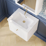 Modern Splash 600mm Satin White 1 Drawer Wall Hung Vanity Unit With Fireclay Basin
