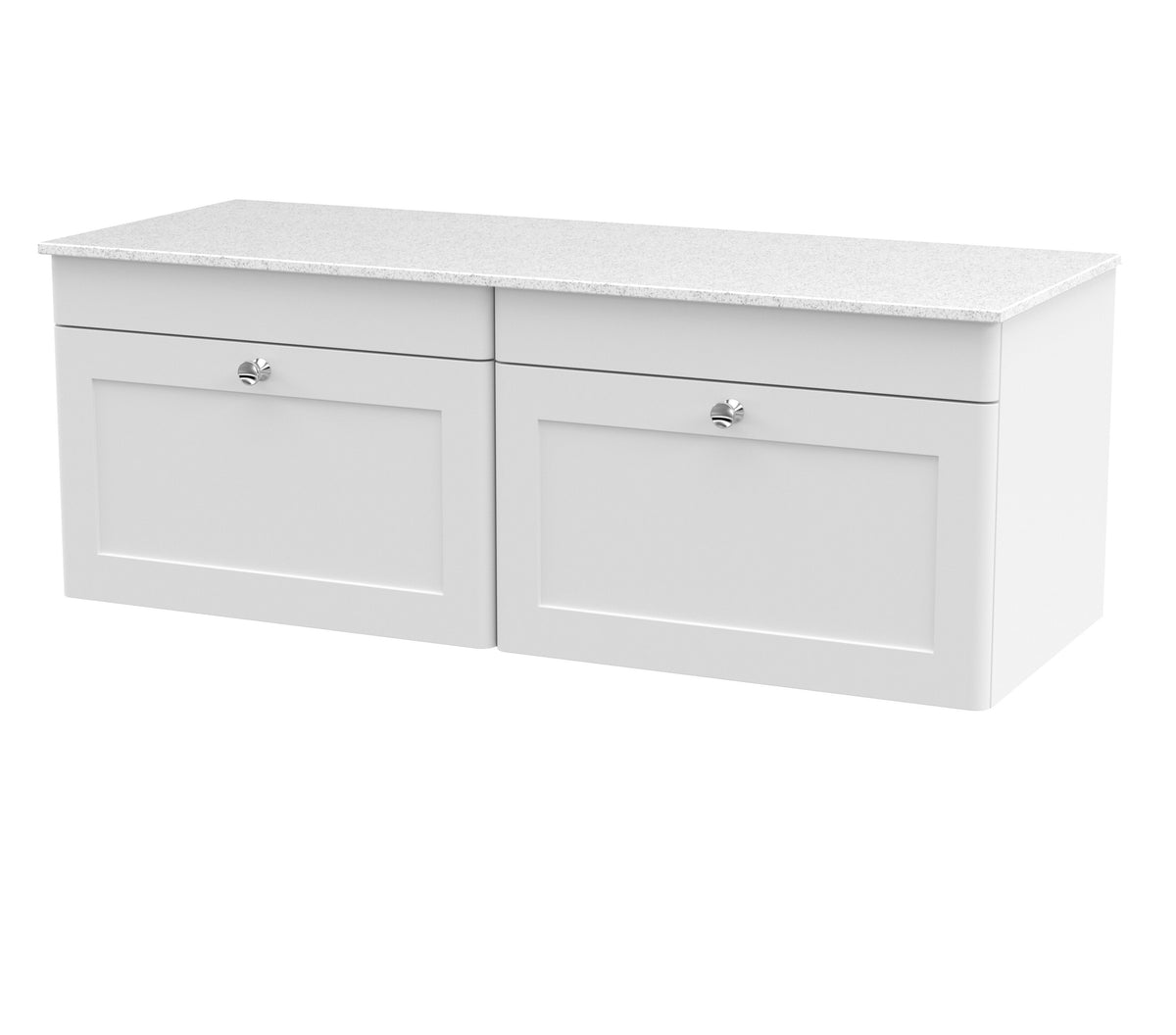 Modern Splash 1200mm Satin White 2 Drawer Wall Hung Vanity With White Marble Worktop