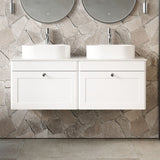 Modern Splash 1200mm Satin White 2 Drawer Wall Hung Vanity With White Marble Worktop