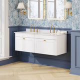 Modern Splash 1200mm Satin White 2 Drawer Wall Hung Vanity Unit With 6 Tap Hole Marble Basin