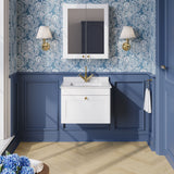 Modern Splash 600mm Satin White 1 Drawer Wall Hung Vanity Unit With 1 Tap Hole Marble Basin
